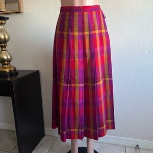 Celeste Vibrant Plaid A-Line Skirt in Red and Purple